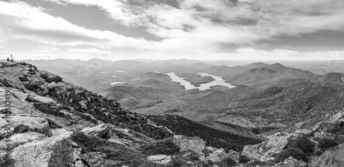 Panoramic view of the Lake Placid from Whiteface Mountain in New York state