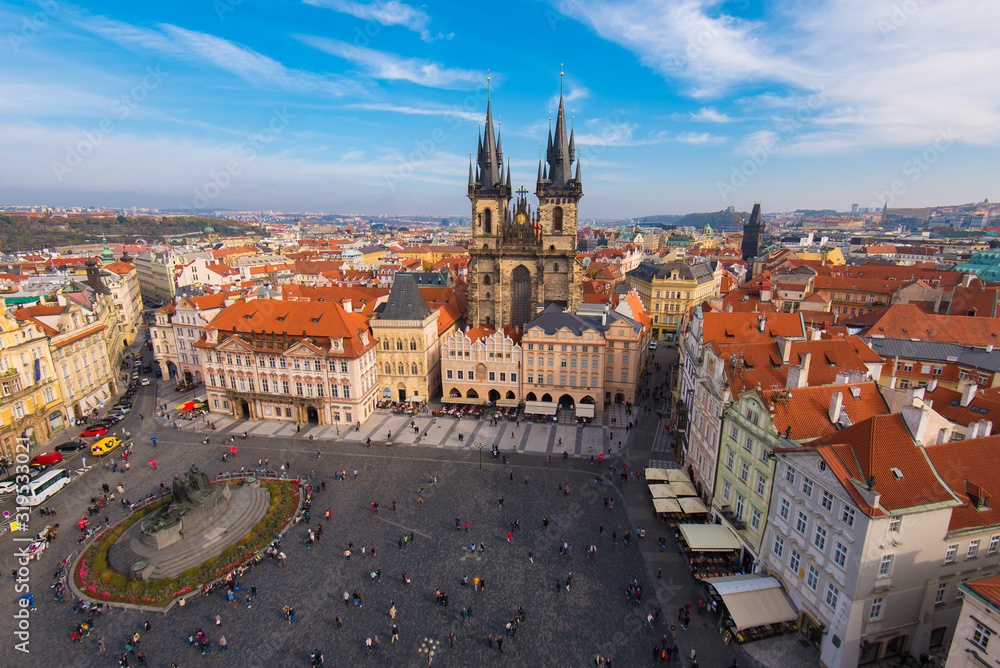 Obraz premium Elevated View of the Old Town Square in Prague, Czechia