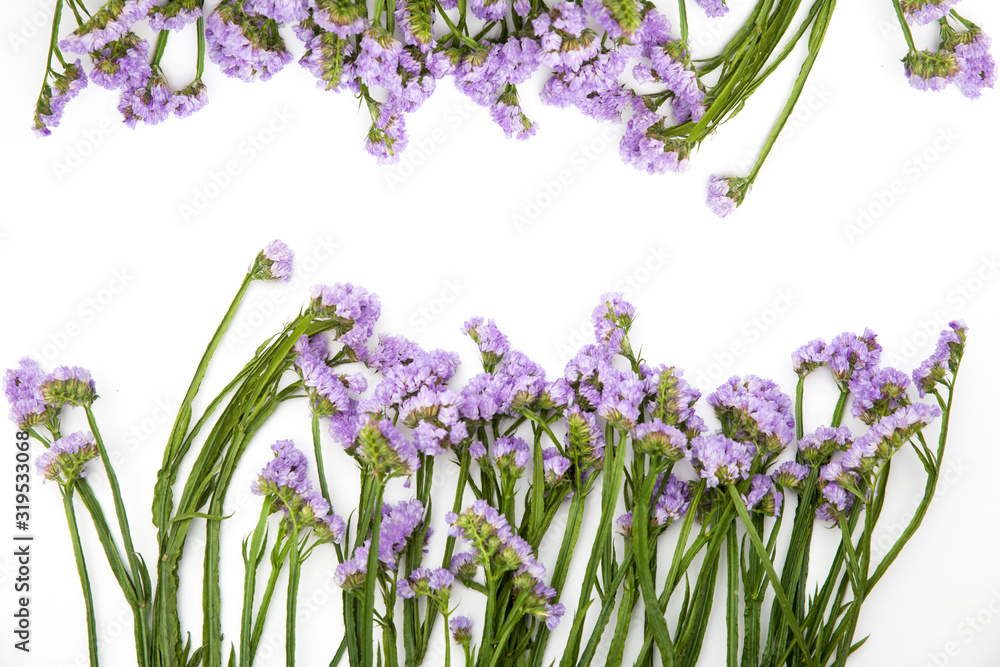 Obraz premium beautiful colorful fresh statice flower bouquet on the white background