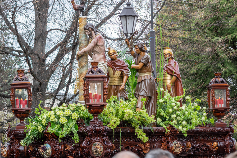 La Flagelacion. Procession Holy Friday. Leon, Spain. Holy Week 2019. La Flagelacion. Procession Holy Friday. Leon, Spain. Holy Week 2019.