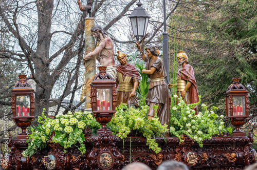 La Flagelacion. Procession Holy Friday. Leon, Spain. Holy Week 2019.