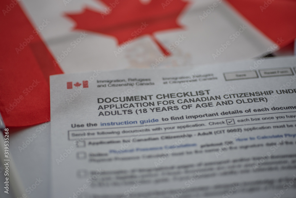 Document check list application for canadian citizenship next to