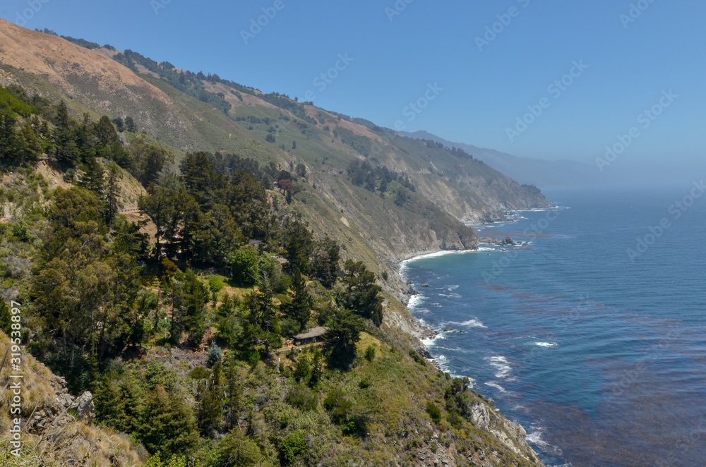 Big Sur coast scenic view from Seal Beach Overlook on Cabrillo Highway (California, USA)