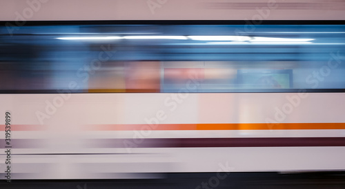 Motion blur of high speed train in subway