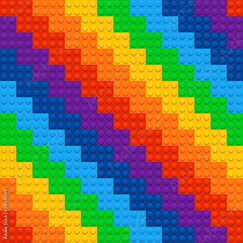 Vector frame from kids construction/building blocks/bricks. For kids party, birthday. Background with toys. Suitable for greetings card, holidays.