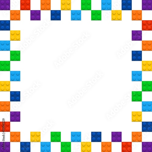 Vector frame from kids construction/building blocks/bricks. For kids party, b...