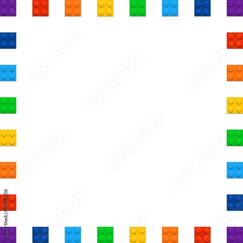 Vector frame from kids construction/building blocks/bricks. For kids party, b...
