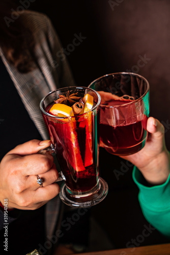 mulled wine with orange, apple and cinnamon