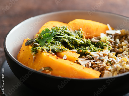 Roasted Squash, Seeded Herbed Freekeh and Zhoug photo