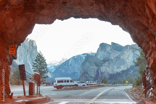 Quadro su tela Tunnel View of Yosemite National Park California