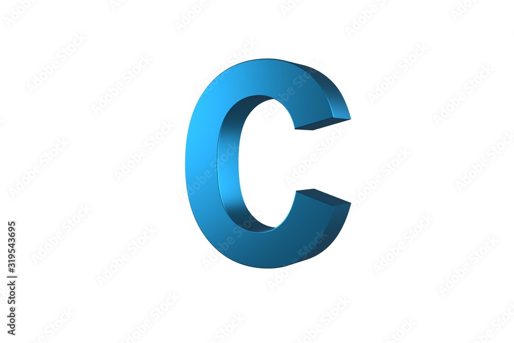 3D Blue Letter C Isolated White Background 3D Blue Letter C Isolated White Background