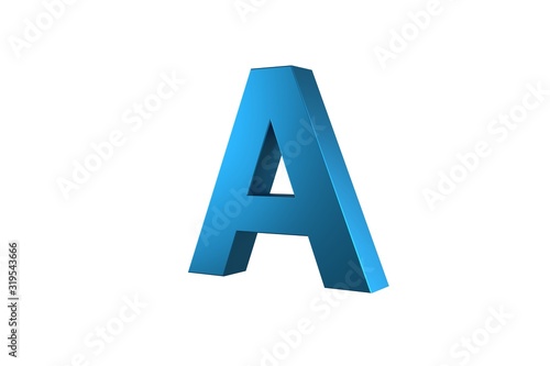 3D Blue Letter A Isolated White Background