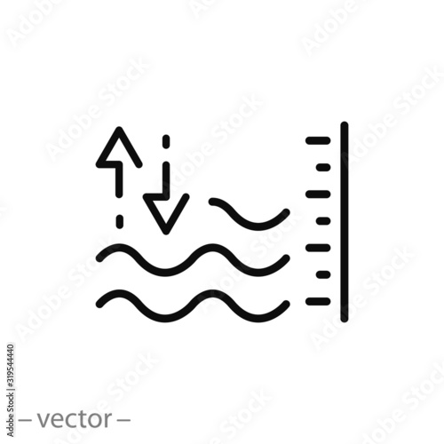 level water or liquid icon, measurement volume, thin line web symbol on white background - editable stroke vector illustration eps10