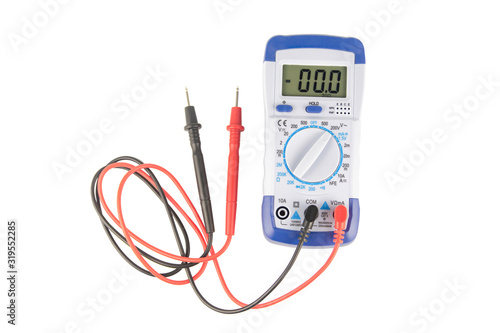 Digital multimeter isolated on white background with clipping path
