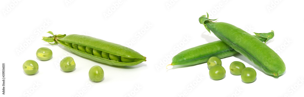 fresh green peas isolated on a white background fresh green peas isolated on a white background