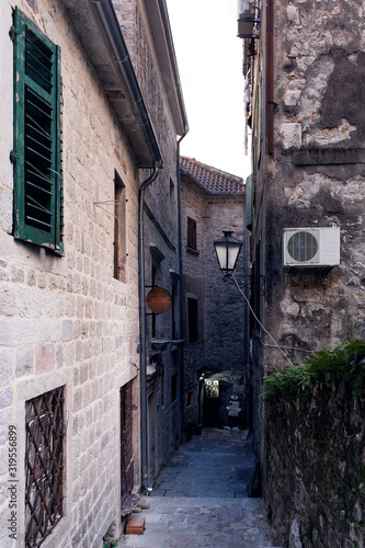 Narrow street in the old town of Kotor  Montenegro