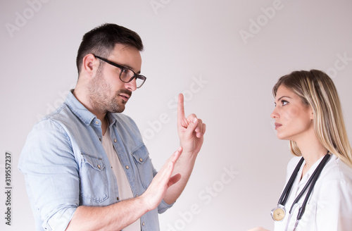 Patient and doctor having argument