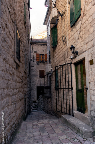 Narrow street in the old town of Kotor  Montenegro