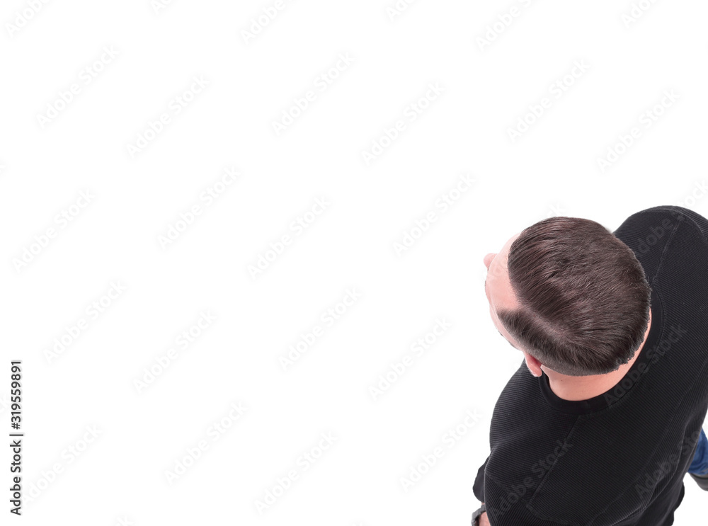 top view. confident young man. isolated on white