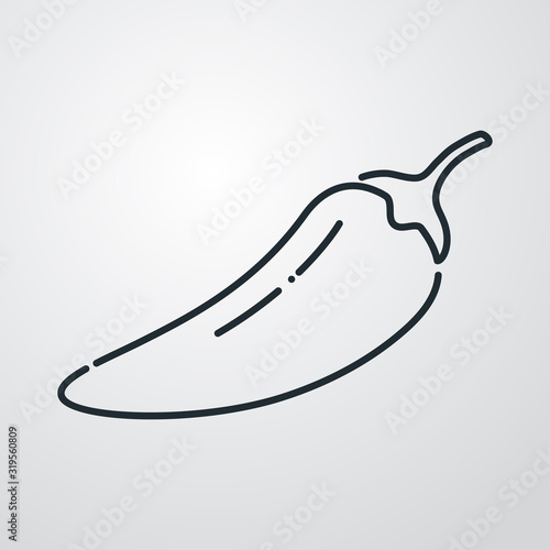 Icono plano lineal pimiento chile picante en fondo gris