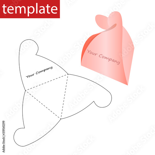 Retail paper box Bonbonniere with die cut template