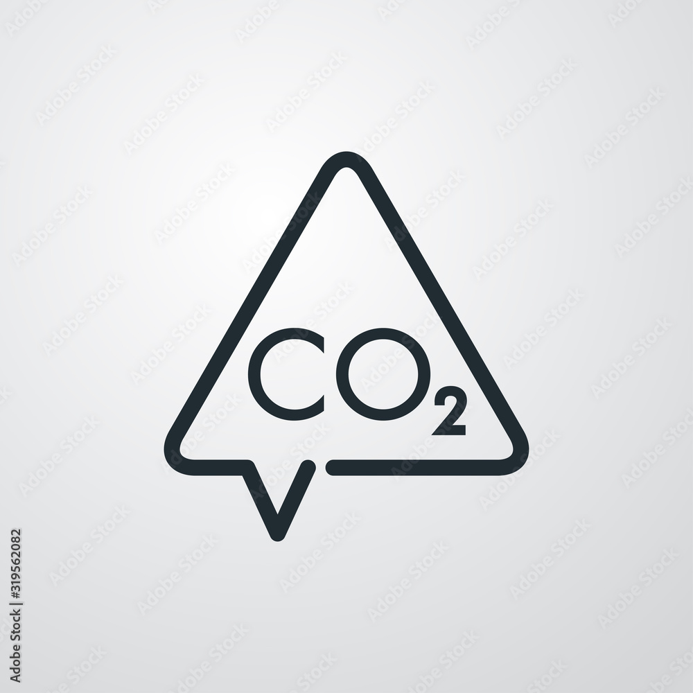 Señal de tráfico como burbuja de habla con CO2 en fondo gris Señal de tráfico como burbuja de habla con CO2 en fondo gris