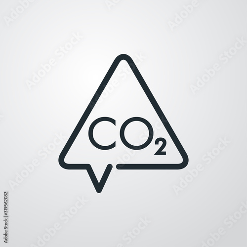 Señal de tráfico como burbuja de habla con CO2 en fondo gris