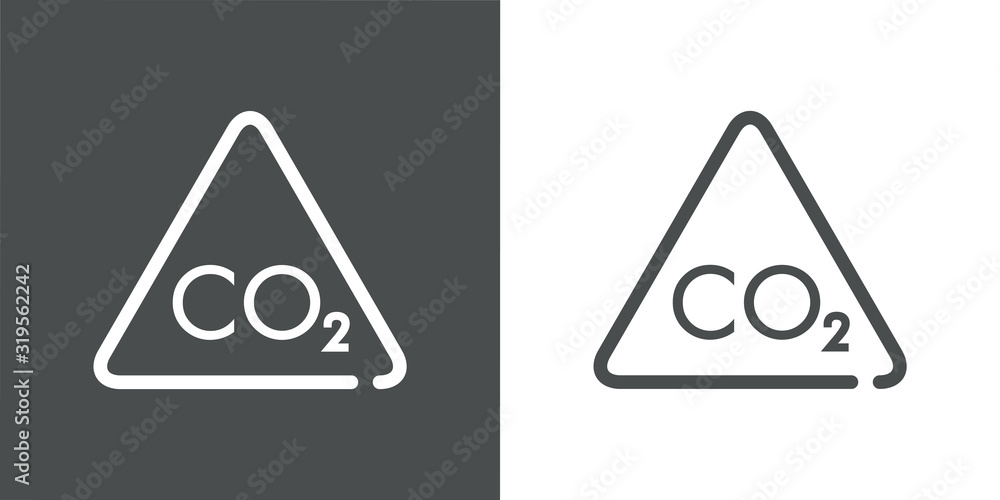 Señal de tráfico con CO2 en fondo gris y fondo blanco