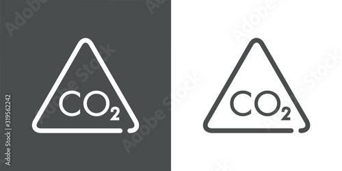 Señal de tráfico con CO2 en fondo gris y fondo blanco