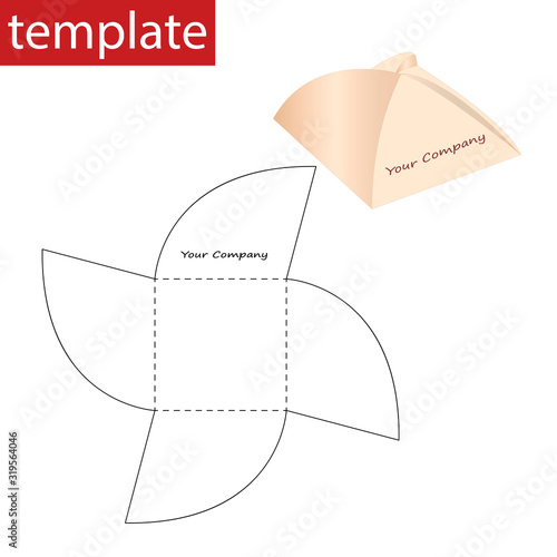  Retail paper box Bonbonniere with die cut template