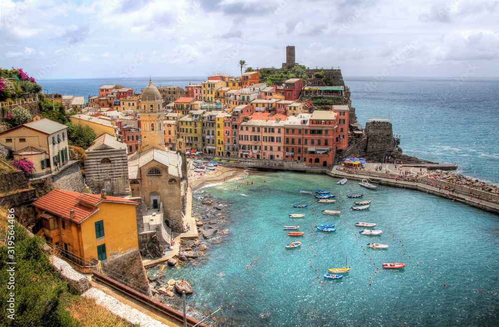 View of the Beautiful Village of Vernazza in Cinque Terre, Liguria, Italy