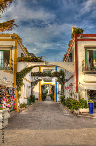 Street in Beautiful Puerto de Mogan on Gran Canaria, Spain