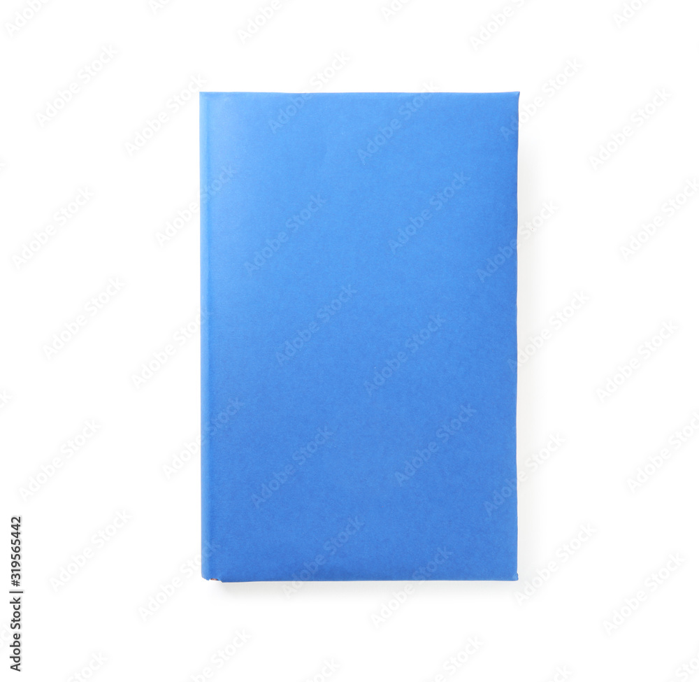 Book with blank blue cover isolated on white, top view Book with blank blue cover isolated on white, top view