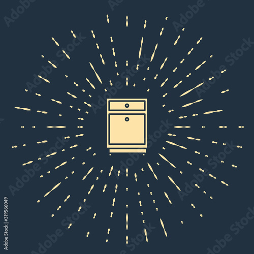 Beige Furniture nightstand icon isolated on blue background. Abstract circle random dots. Vector Illustration