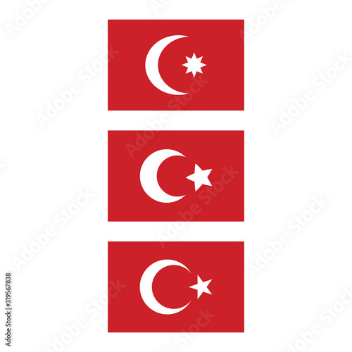Turkish-Ottoman flags from past to present, vector drawing