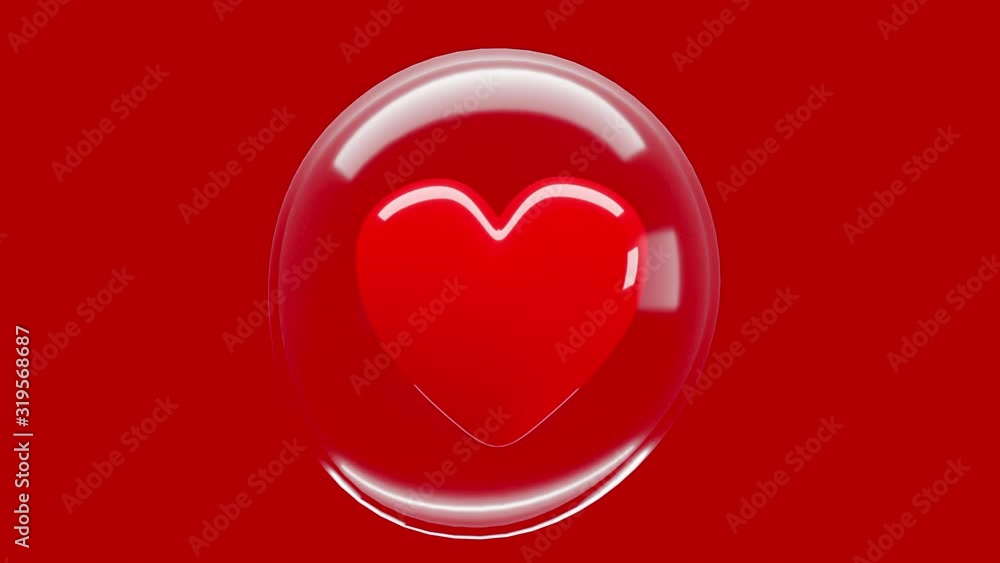 Red heart protected by bubbles on red background. Concept of love and protection, Animation seamless loop and Minimal idea concept 3D Render. Red heart protected by bubbles on red background. Concept of love and protection, Animation seamless loop and Minimal idea concept 3D Render.