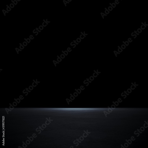 Empty spot lit dark background, 3d render