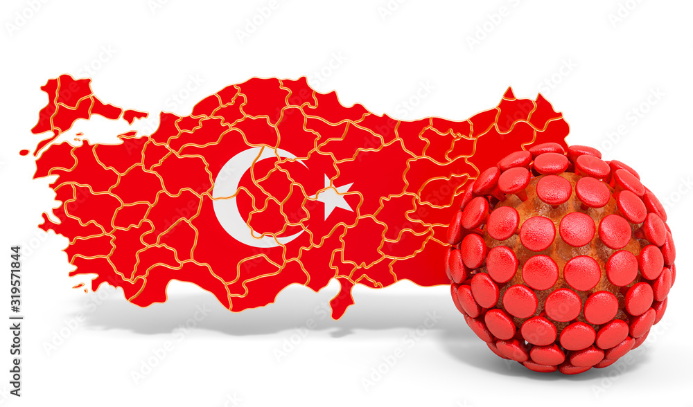 Virus in Turkey concept, 3D rendering Virus in Turkey concept, 3D rendering