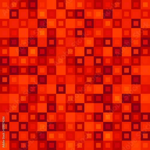 Chaotic mosaic of red intersecting squares and dark blocks.