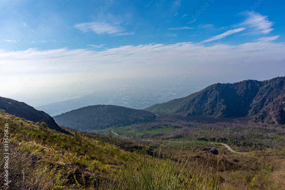 Italy, Naples, panorama from the crater of the Vesuvius volcano Italy, Naples, panorama from the crater of the Vesuvius volcano