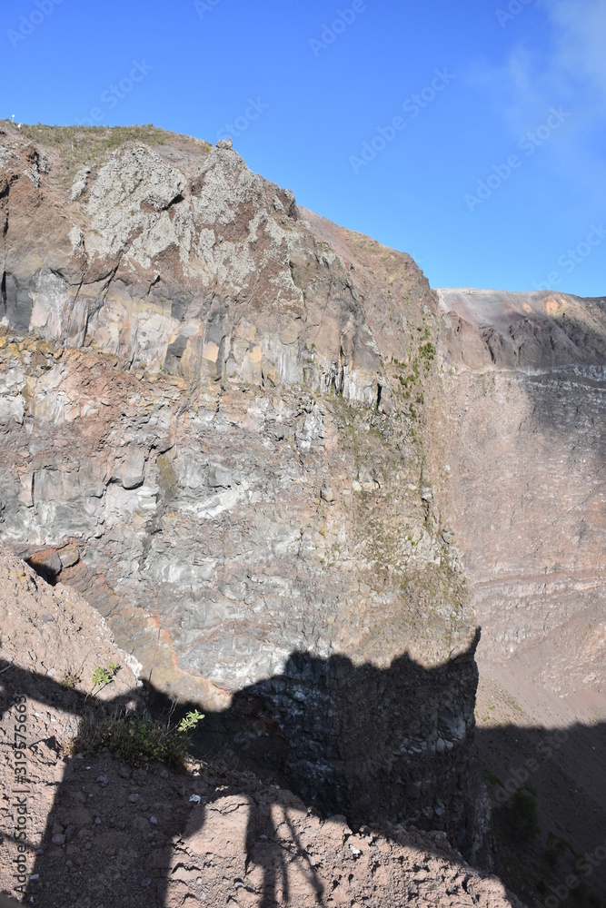 Italy, Naples, detail of the internal walls of the Vesuvius crater