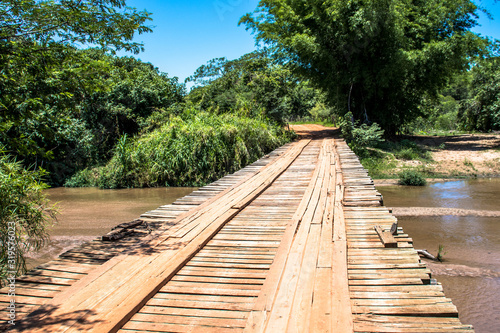 wooden bridge over the river in Sao Paulo State