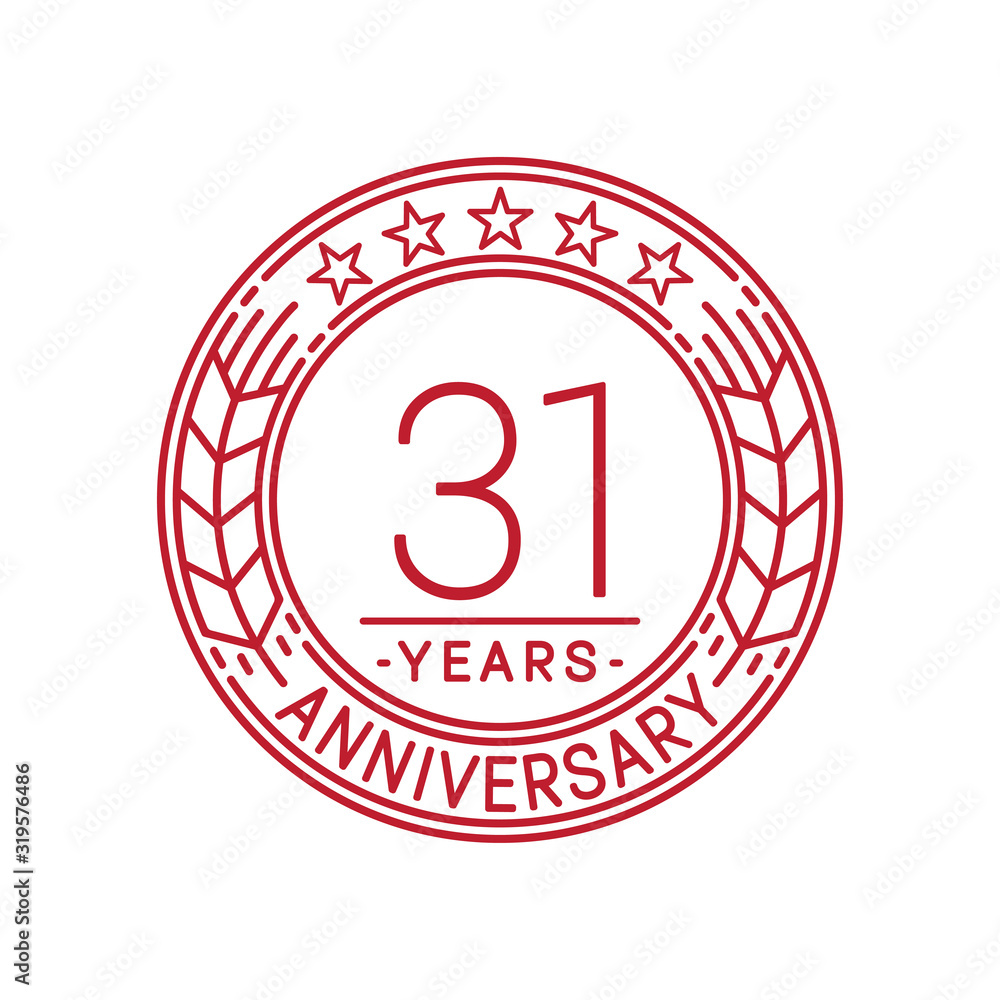 31 years anniversary celebration logo template. Line art vector and illustration. 31 years anniversary celebration logo template. Line art vector and illustration.
