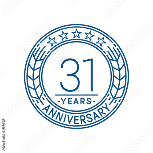 31 years anniversary celebration logo template. Line art vector and illustration.