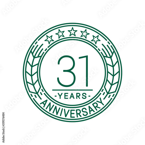 31 years anniversary celebration logo template. Line art vector and illustration.