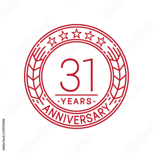 31 years anniversary celebration logo template. Line art vector and illustration.