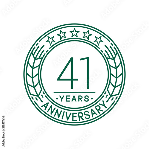 41 years anniversary celebration logo template. Line art vector and illustration.