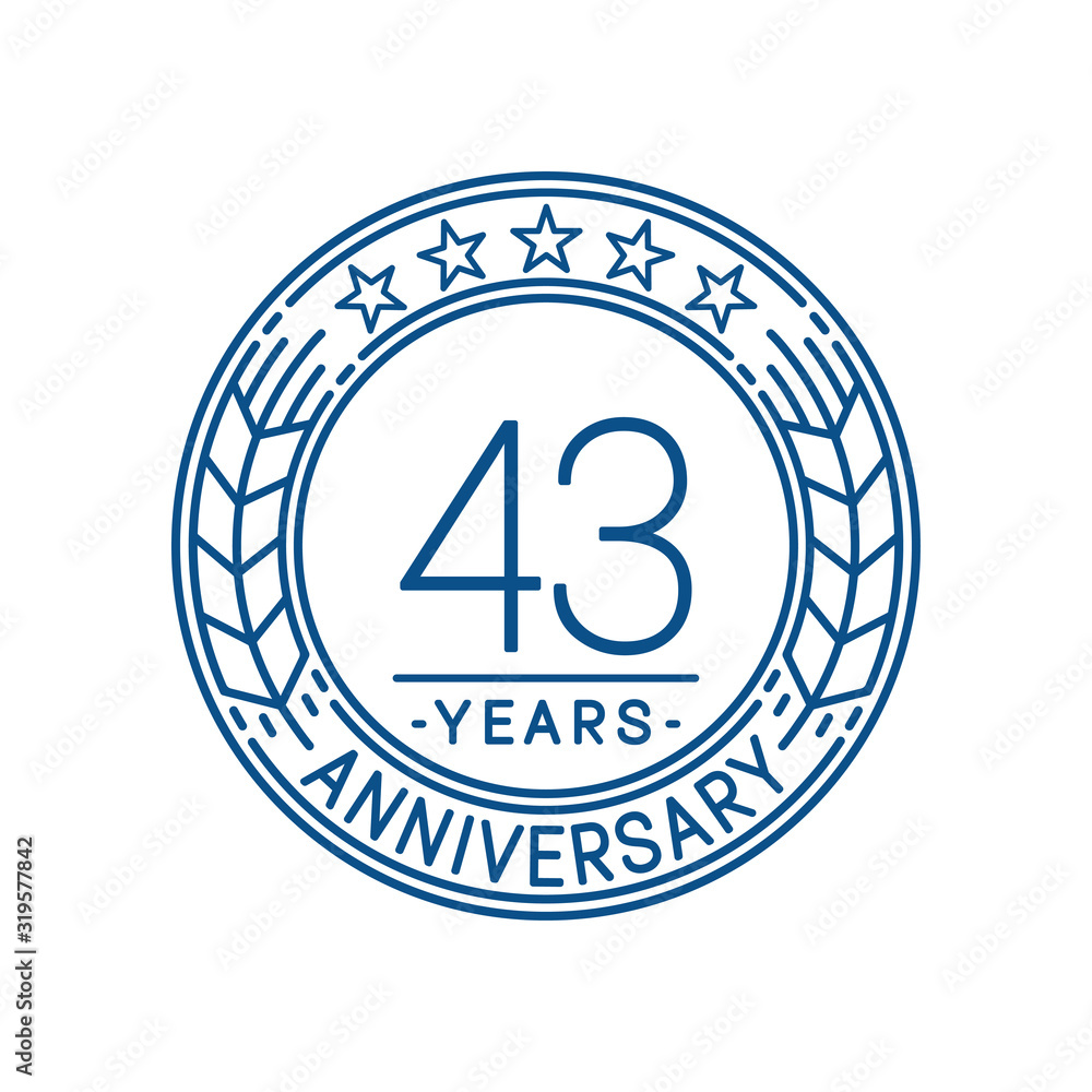 43 years anniversary celebration logo template. Line art vector and illustration.