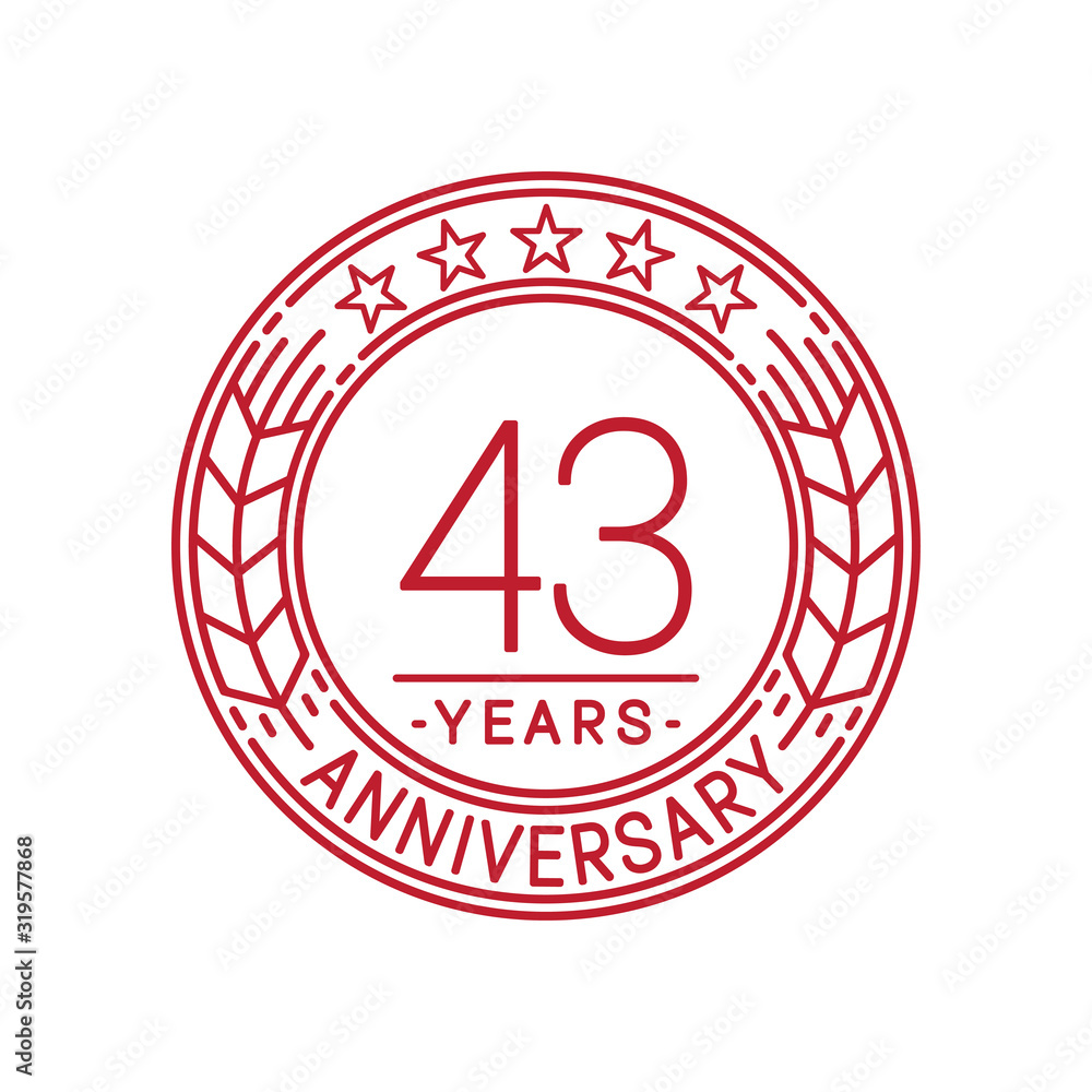 43 years anniversary celebration logo template. Line art vector and illustration. 43 years anniversary celebration logo template. Line art vector and illustration.