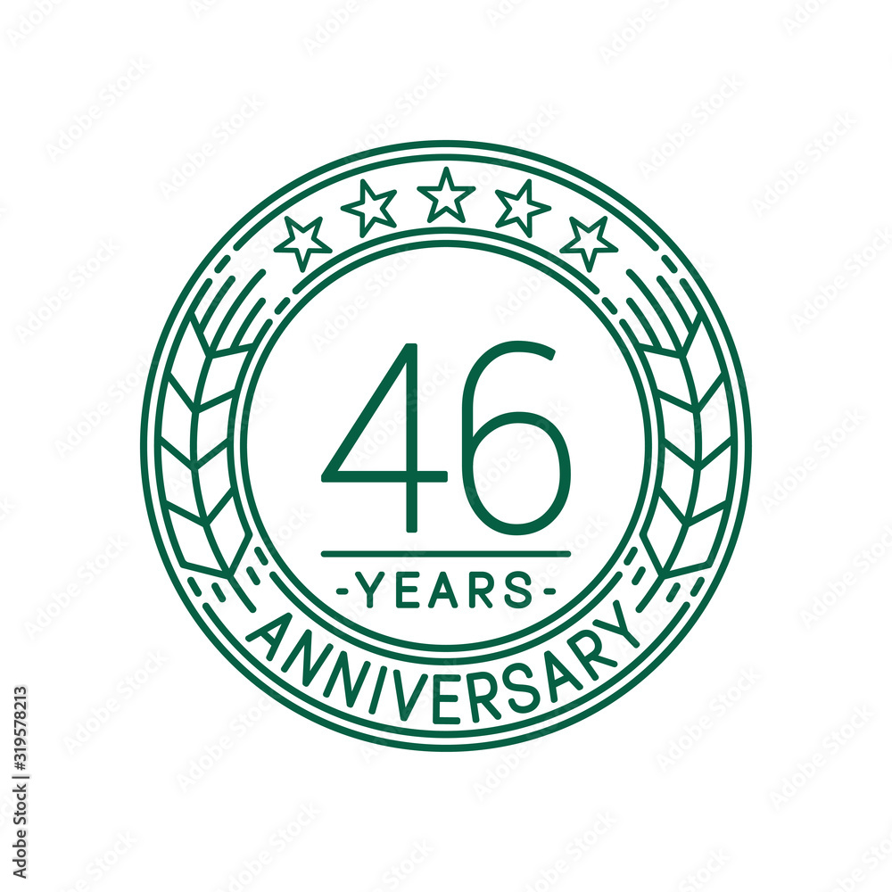 46 years anniversary celebration logo template. Line art vector and illustration. 46 years anniversary celebration logo template. Line art vector and illustration.